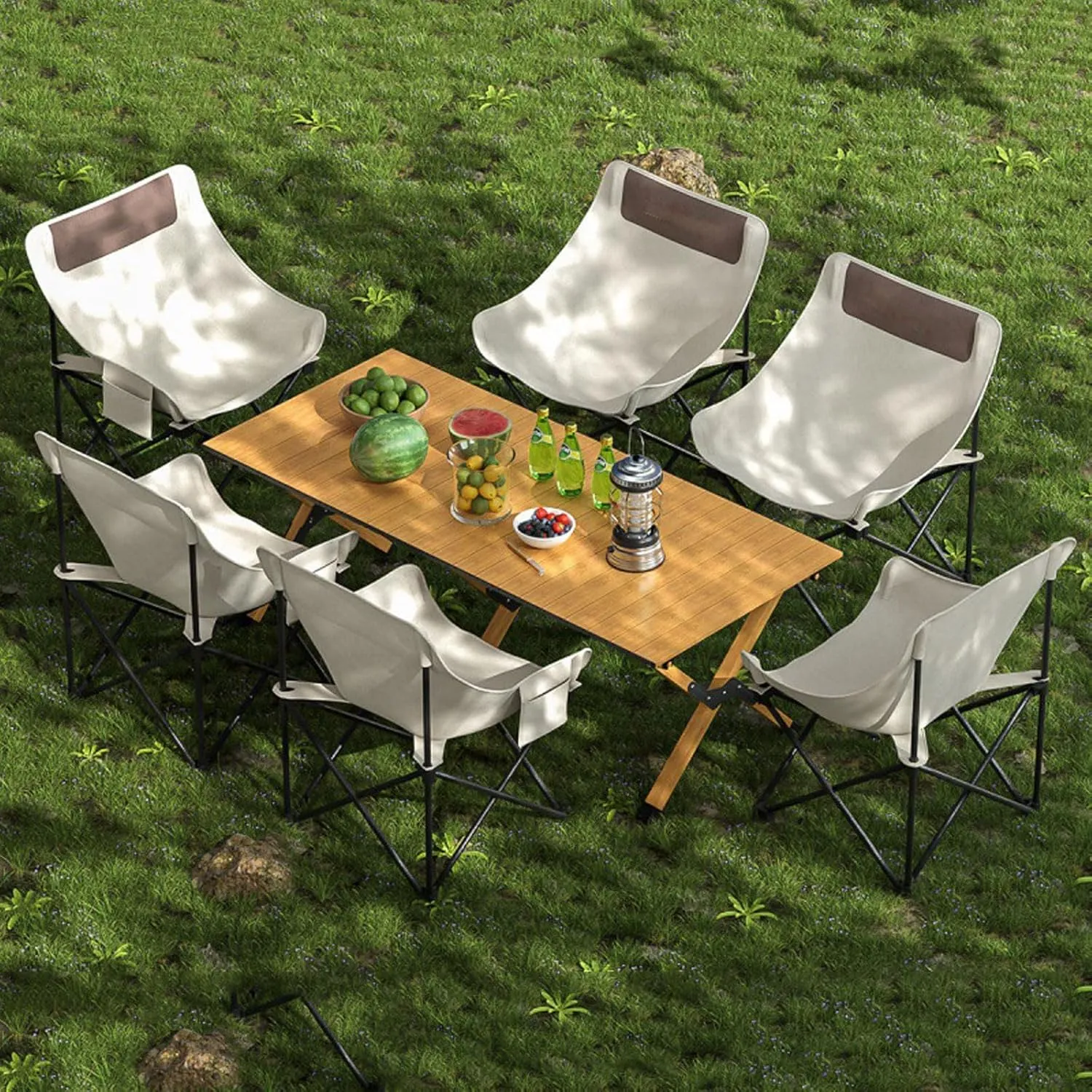 60cm Folding Table with airs, Aluminum Roll-up Camping Table Portable Collapsible airs Lightweight Garden Table for BBQ Camping Outdoors