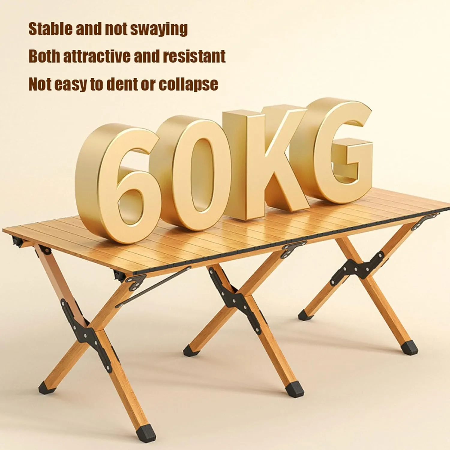 60cm Folding Table with airs, Aluminum Roll-up Camping Table Portable Collapsible airs Lightweight Garden Table for BBQ Camping Outdoors