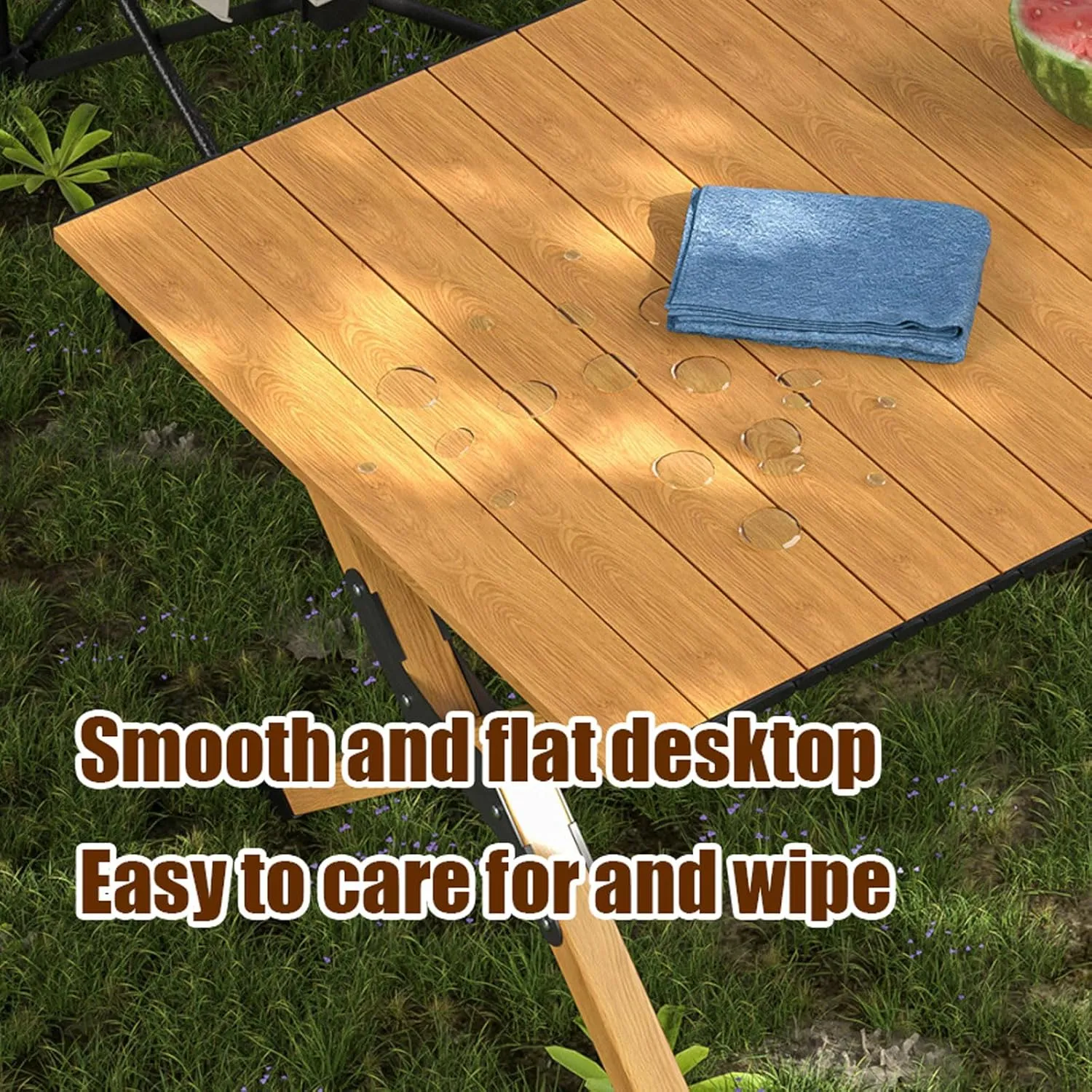 60cm Folding Table with airs, Aluminum Roll-up Camping Table Portable Collapsible airs Lightweight Garden Table for BBQ Camping Outdoors