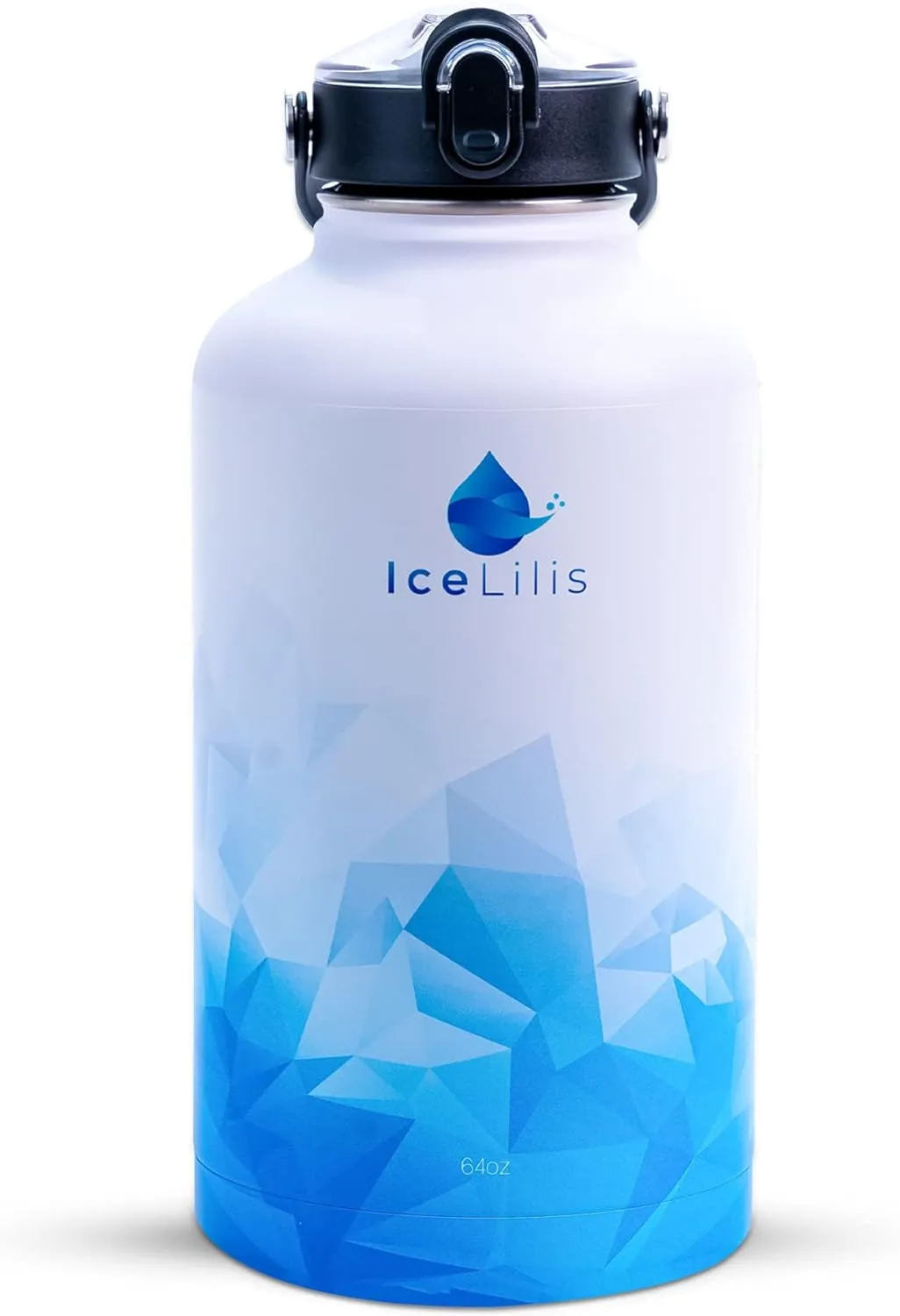 64 Oz Stainless Steel Water Bottle - Multi-Lid Design - Ideal Gift for Sports, Travel, Workouts - Double-Wall Insulated, Leakproof, BPA-Free - With Carry Bag & Paracord Handle (Arctic Azure)