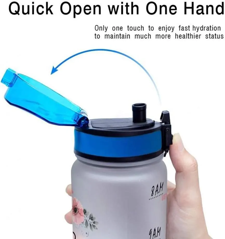 64HYDRO 32oz 1liter Softball Funny 'Play Like A Girl' Water Bottles with Time Marker, Motivational Water Tracker Bottle with Times to Drink for Home, Work, Gym, Fitness, Sports