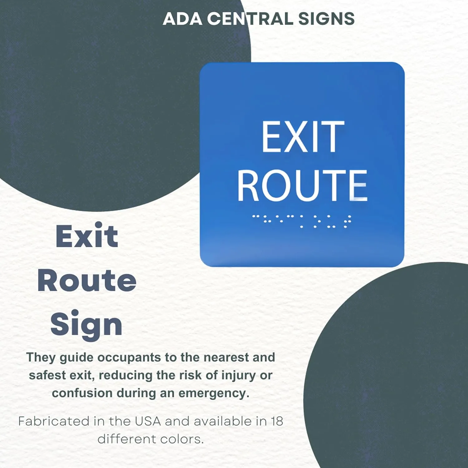 6" X6" Exit Route Sign - ADA Compliant Tactile Graphics Grade 2 Braille Text Acrylic Wall Signs - Building Fire Safety, Visibility, Emergency Response, Evacuation Door Sign