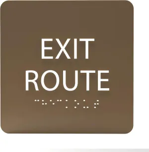 6" X6" Exit Route Sign - ADA Compliant Tactile Graphics Grade 2 Braille Text Acrylic Wall Signs - Building Fire Safety, Visibility, Emergency Response, Evacuation Door Sign
