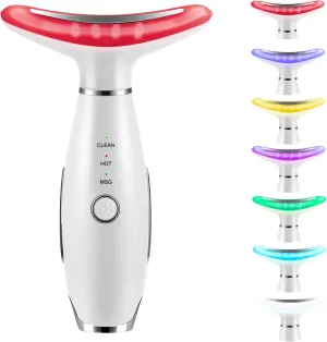 7 Color True Beauty Glow Facial Massager, Red-Light-Therapy Wand for Facial Skin Care, Vibrating Massager for Face and Neck, Galvanic Facial Machine, Lymphatic Drainage Massager Face