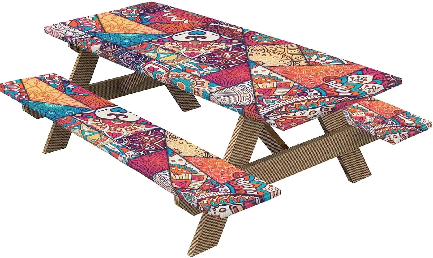 72x30 Inch Picnic Table Cover with Bench Covers,Waterproof Outdoor Table and Chair Cover Elastic Table Cloth Camping Tablecloth for Camping Party Travel B