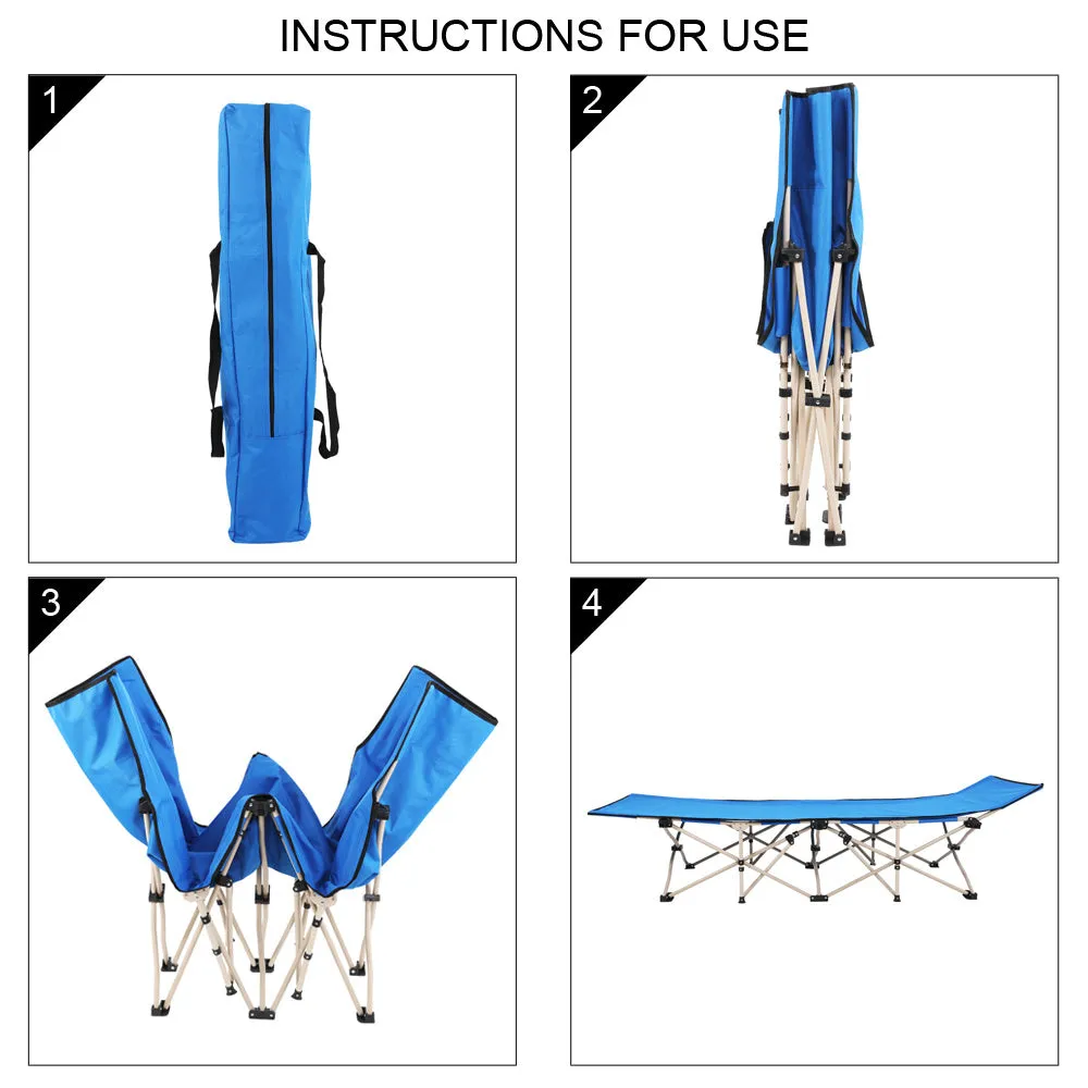 76" Outdoor Foldable Camping Ten-foot Bed Blue XH
