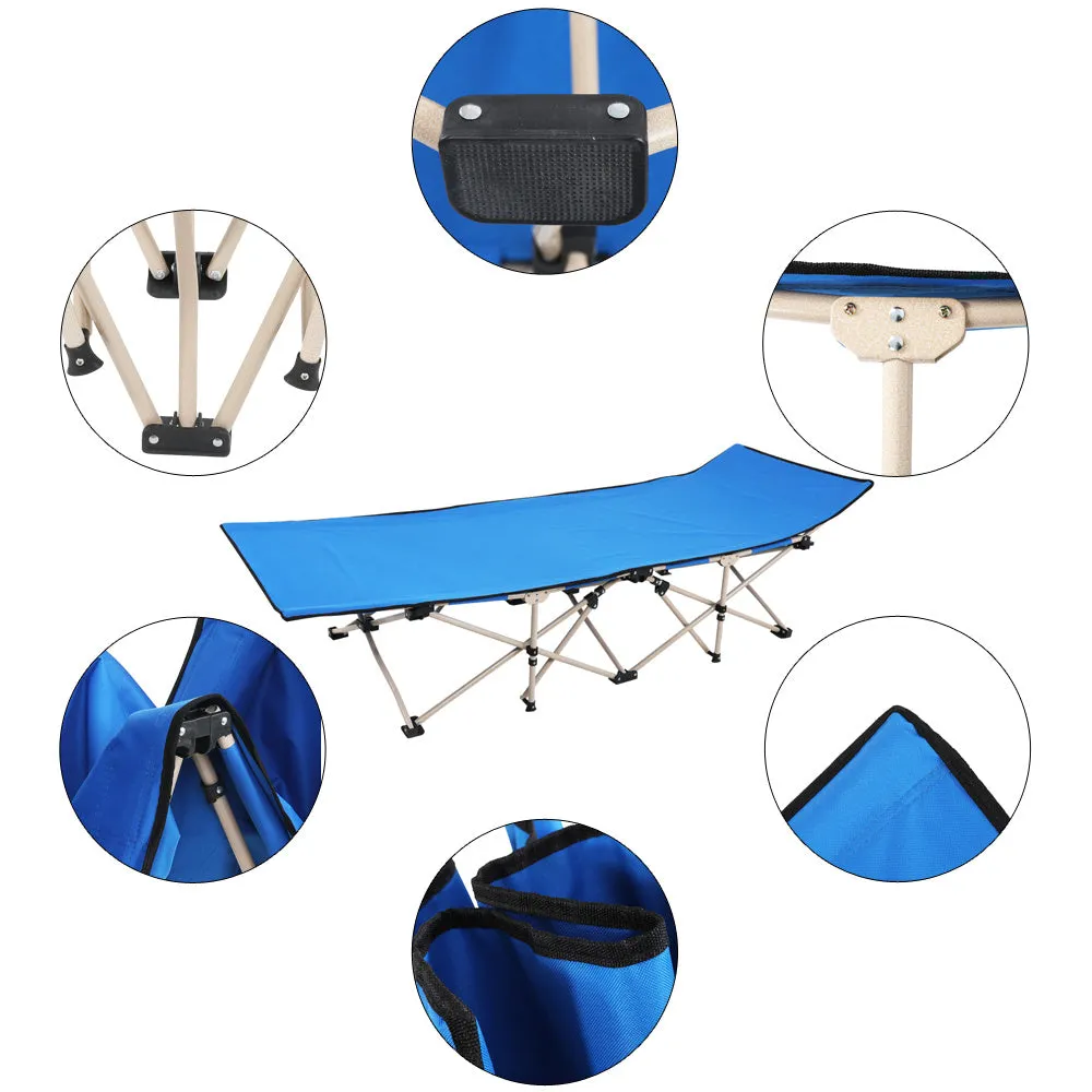 76" Outdoor Foldable Camping Ten-foot Bed Blue XH