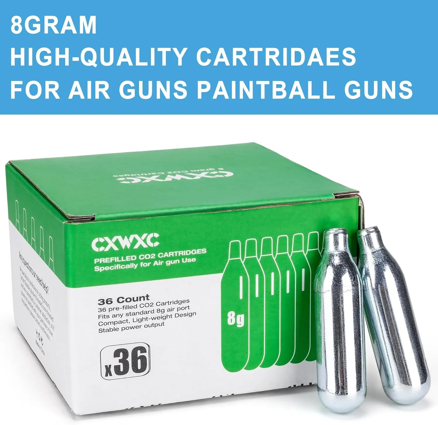 8 Gram/ 12 Gram/ 88 Gram CO2 Cartridges for Paintball - CO2 Cylinder CO2 Powerlet Cartridges for Airsoft, Air Gun, Pepper Gun P2P HDP 50 Compact