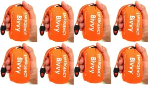 8 Packs Emergency Thermal Sleeping Bag, Survival Bivvy Sacks Blanket with Whistle, Waterproof Lightweight Survival Shelter Blanket Bag Gear for Outdoor Hiking Camping Adventure..