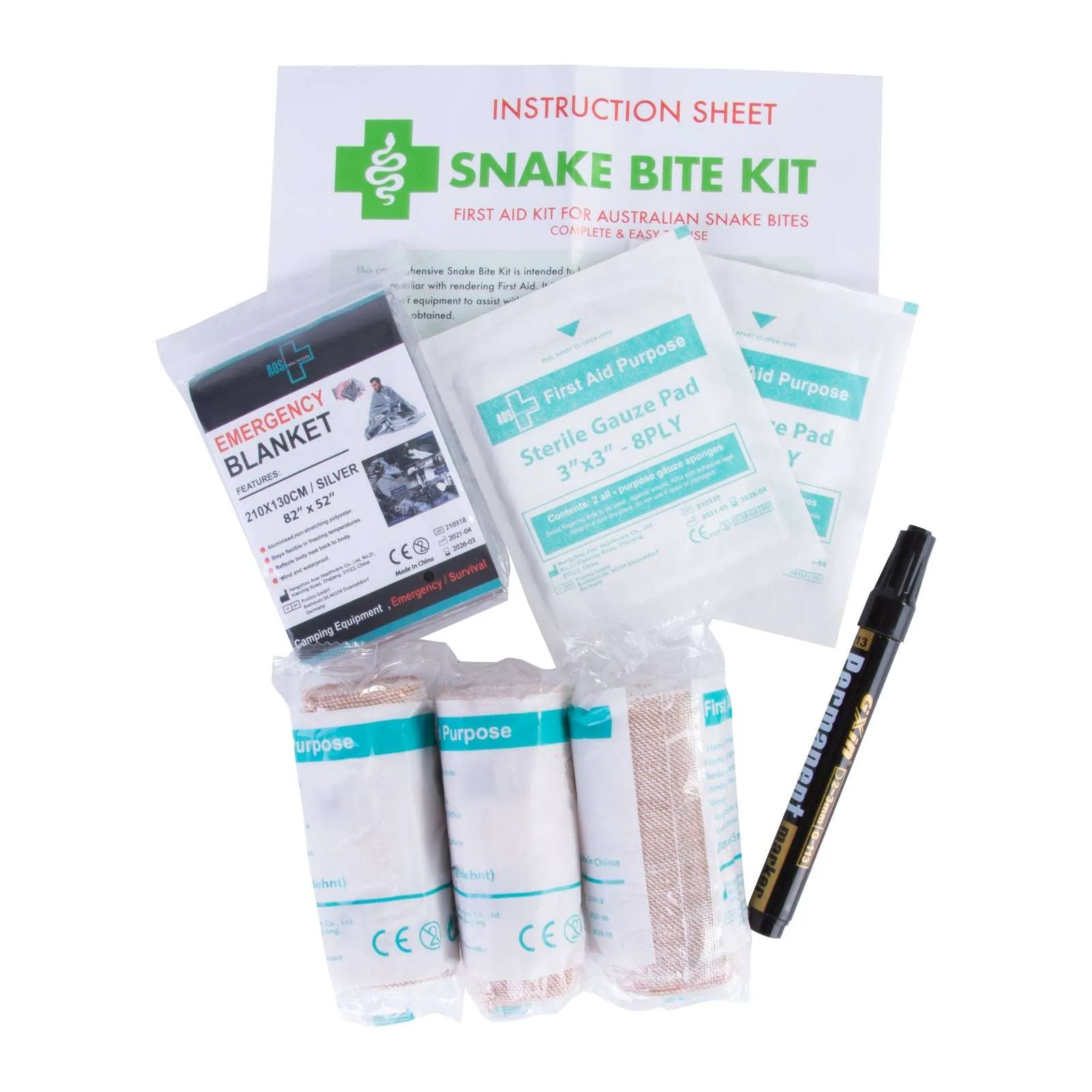9 Piece Australian Snake Bite First Aid Kit