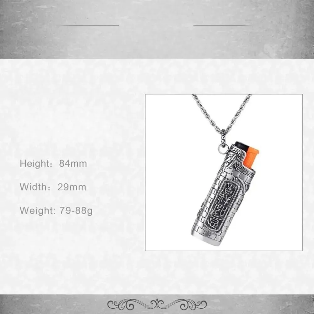 925 Sterling Silver Firestarter Necklace For Men Women, Lighter Pendant Hollow Charm Necklace Cubic Retro Pendant Necklaces Men Jewelry, Silver Twisted Chain Starting Spark Keychain Bracelet