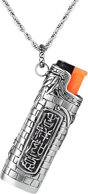 925 Sterling Silver Firestarter Necklace For Men Women, Lighter Pendant Hollow Charm Necklace Cubic Retro Pendant Necklaces Men Jewelry, Silver Twisted Chain Starting Spark Keychain Bracelet