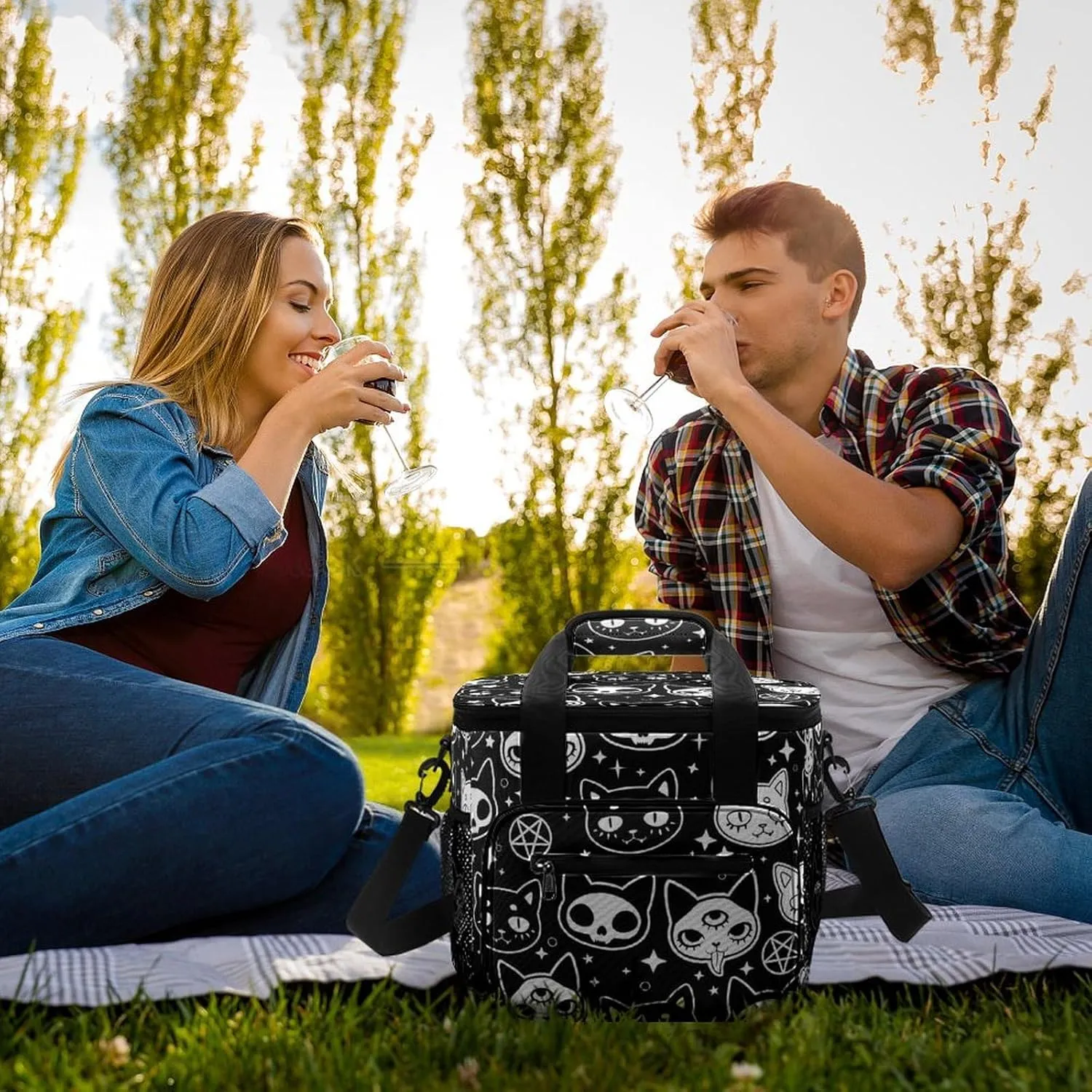 Abstract Shining Butterfly Portable 22.5L Soft Cooler Bag for Car Camping Sparkling Glitter Cute Leakproof Ice Chest with Adjustable Strap Insulated Lunch Box for Work Hiking Picnic