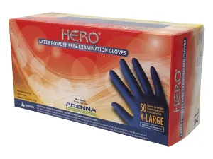 Adenna HERO Disposable Latex Gloves - 14 Mil, NFPA-Approved Heavy Duty Glove with 12" Extended Cuff & Micro-Textured Grip, Exam Grade, Powder Free, Pack of 50, X-Large, Blue