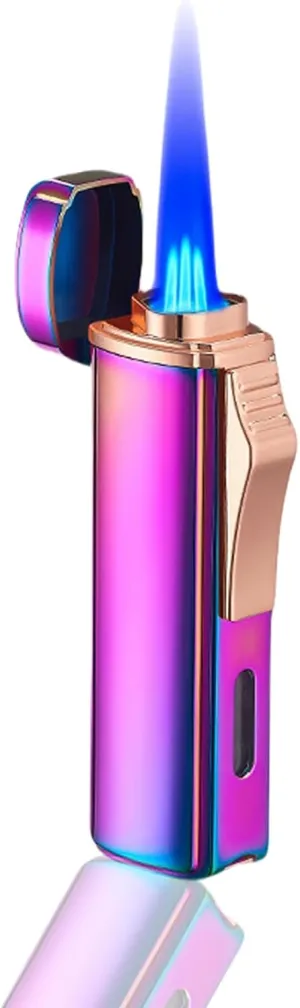 Adjustable Triple Jet Flame Torch Lighter，Windproof Cool Lighter，Unique Refillable Lighter for Women Men(Without Butane Gas) (10)