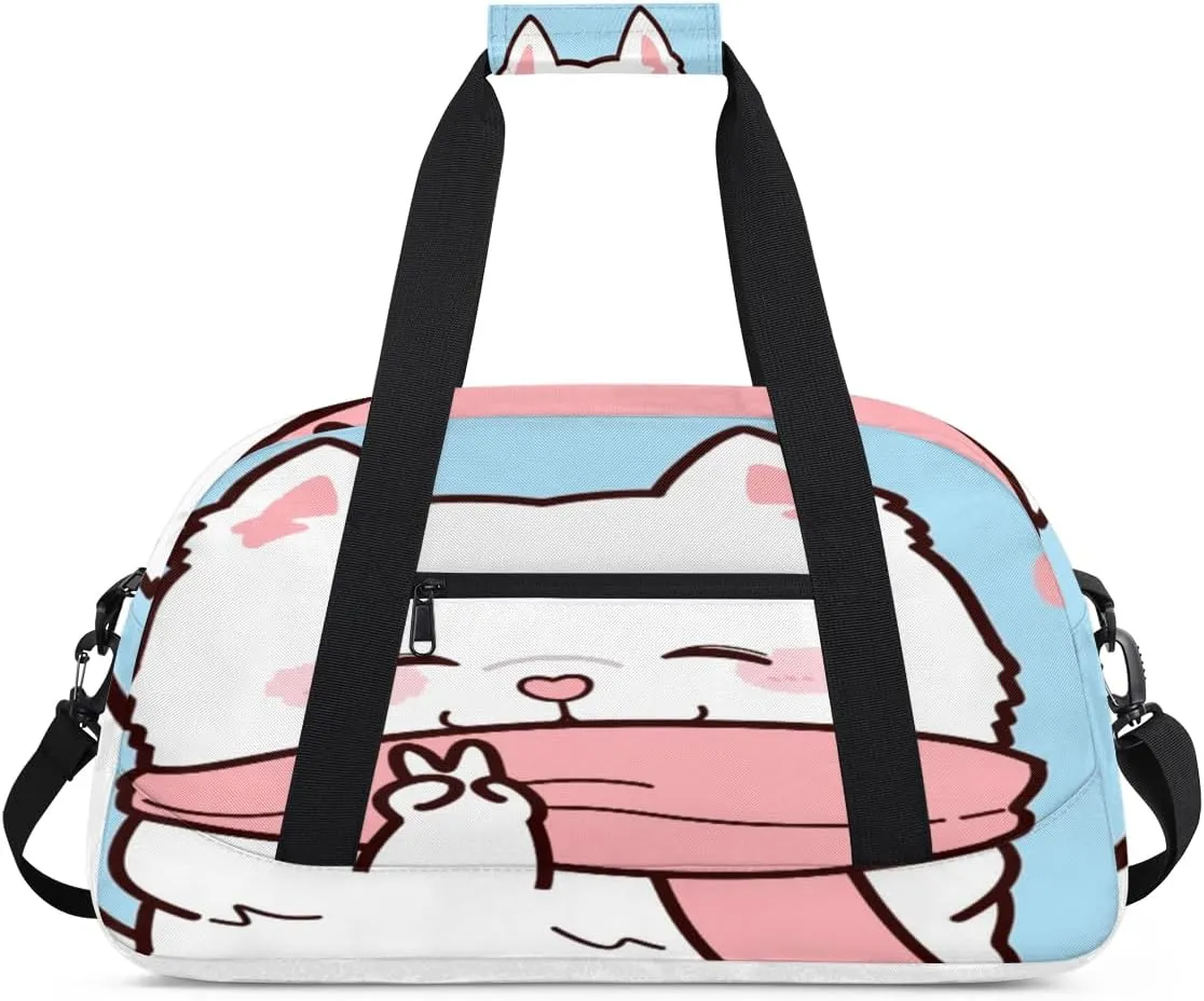 Adorable Dog Gym Duffel Bag for Men Women Cartoon Dog Sports Tote Bag with Adjustable Shoulder Strap for Dance Gymnastics Traveling Outdoor Camping Overnight Stay