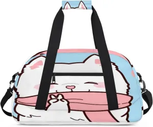 Adorable Dog Gym Duffel Bag for Men Women Cartoon Dog Sports Tote Bag with Adjustable Shoulder Strap for Dance Gymnastics Traveling Outdoor Camping Overnight Stay