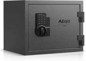 AEGIS Fireproof Safe Box, 1.2 Cubic Feet Small Fire Steel Security Home Safe with Digital Program Keypad for Office Dorm Money