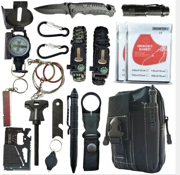Aid SOS Black Hiking Survival Outdoor First Multi Emergency Compact Heavy-duty Box Camping 840g Kit Functional and 220x130x60mm Field Last chance offer for