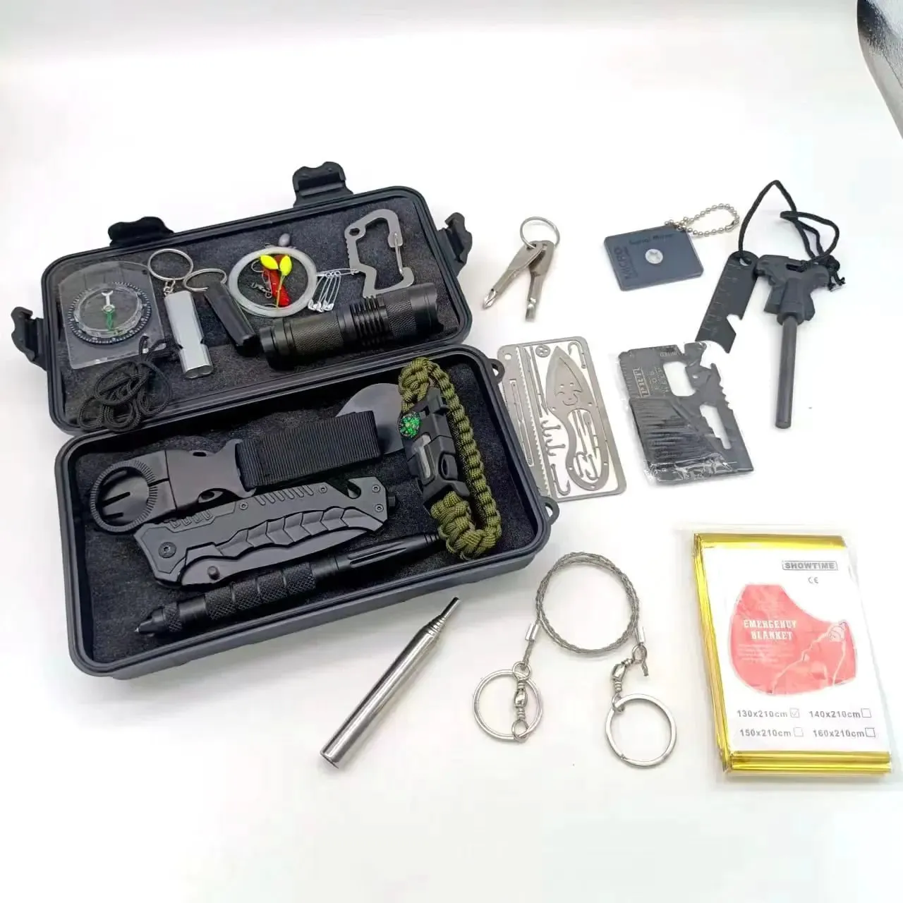 Aid SOS Black Hiking Survival Outdoor First Multi Emergency Compact Heavy-duty Box Camping 840g Kit Functional and 220x130x60mm Field Last chance offer for