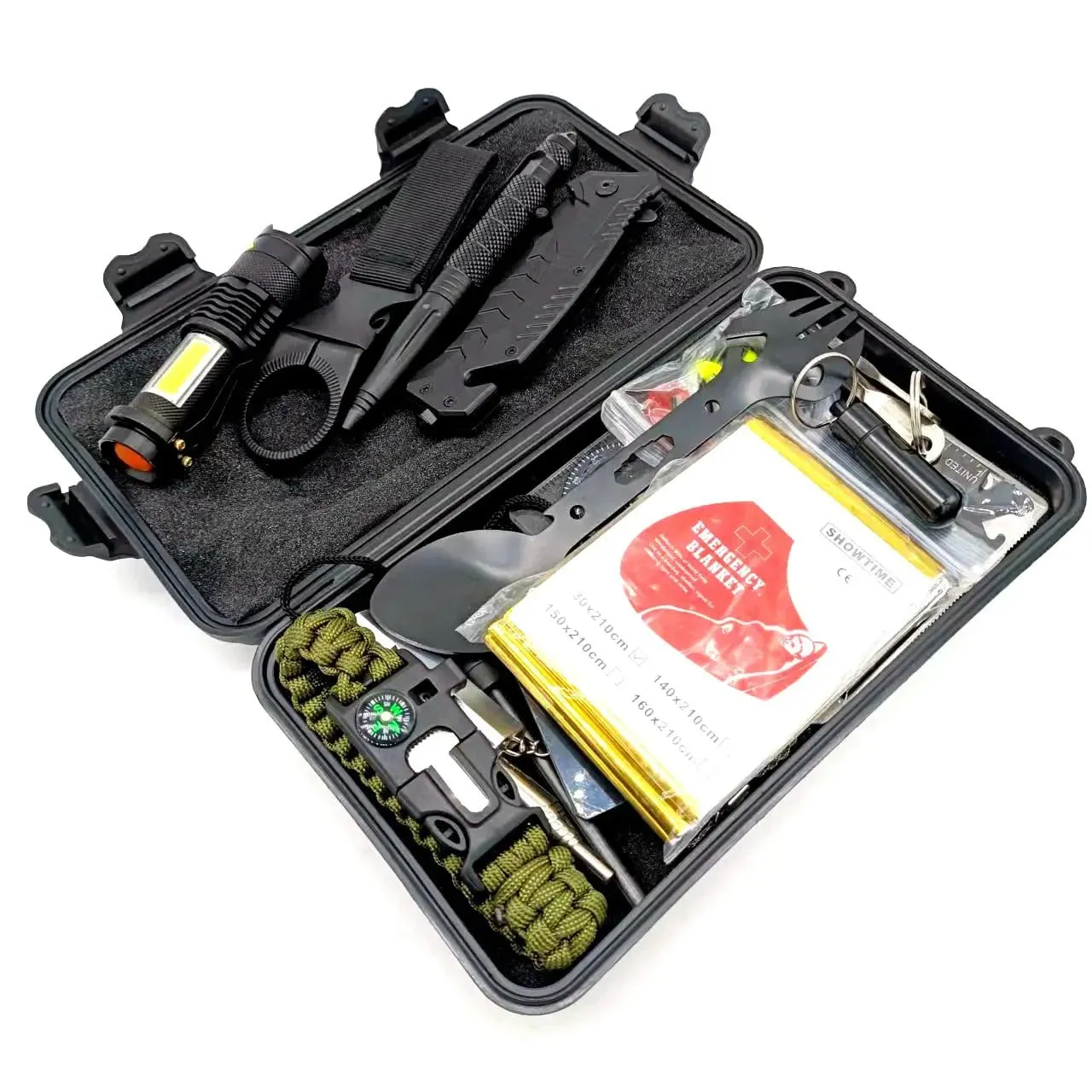 Aid SOS Black Hiking Survival Outdoor First Multi Emergency Compact Heavy-duty Box Camping 840g Kit Functional and 220x130x60mm Field Last chance offer for