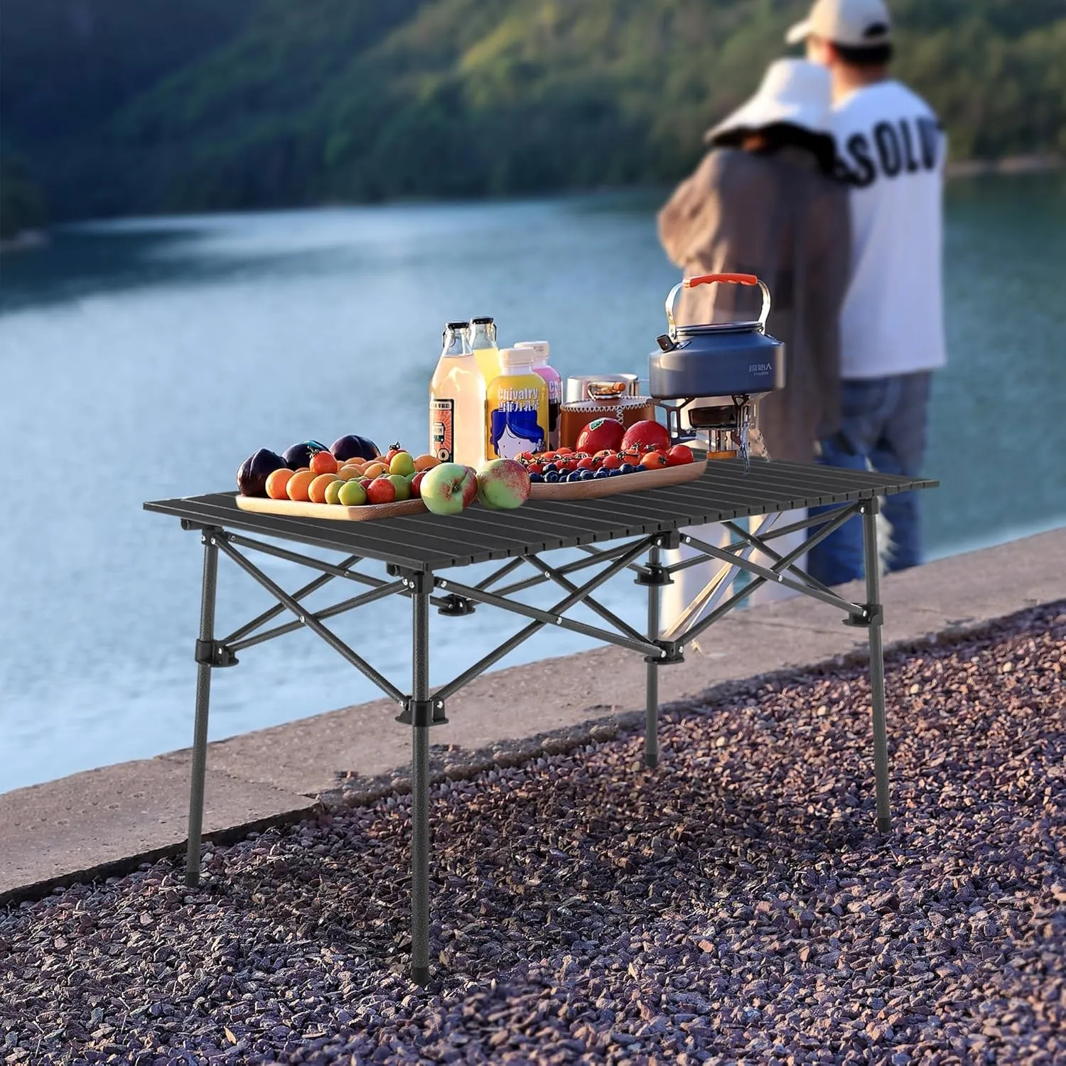 Aklaus Camping Table Outdoor Aluminum Folding Table Small Grill Lightweight Portable Table for Beach,RV,Camping Cooking