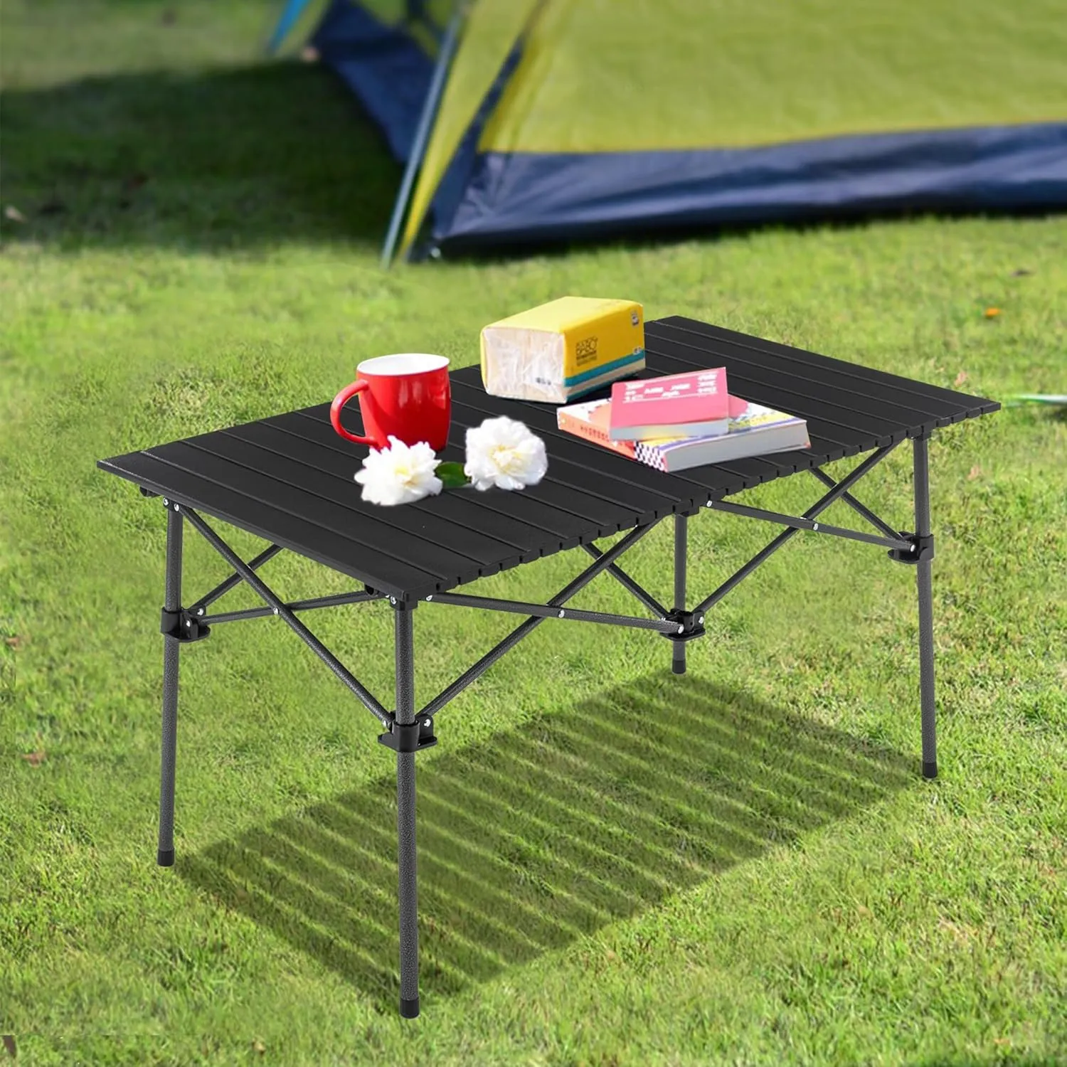 Aklaus Camping Table Outdoor Aluminum Folding Table Small Grill Lightweight Portable Table for Beach,RV,Camping Cooking