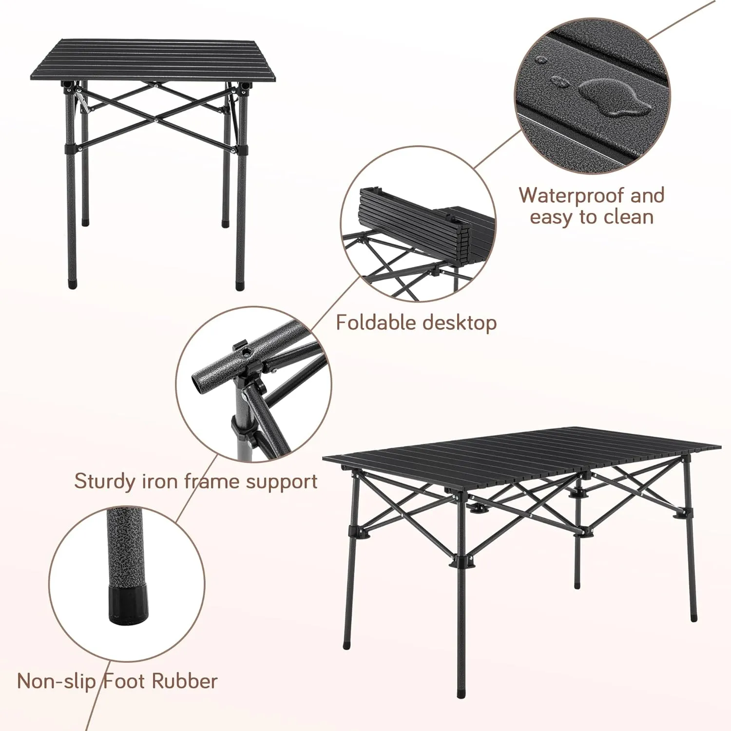 Aklaus Camping Table Outdoor Aluminum Folding Table Small Grill Lightweight Portable Table for Beach,RV,Camping Cooking