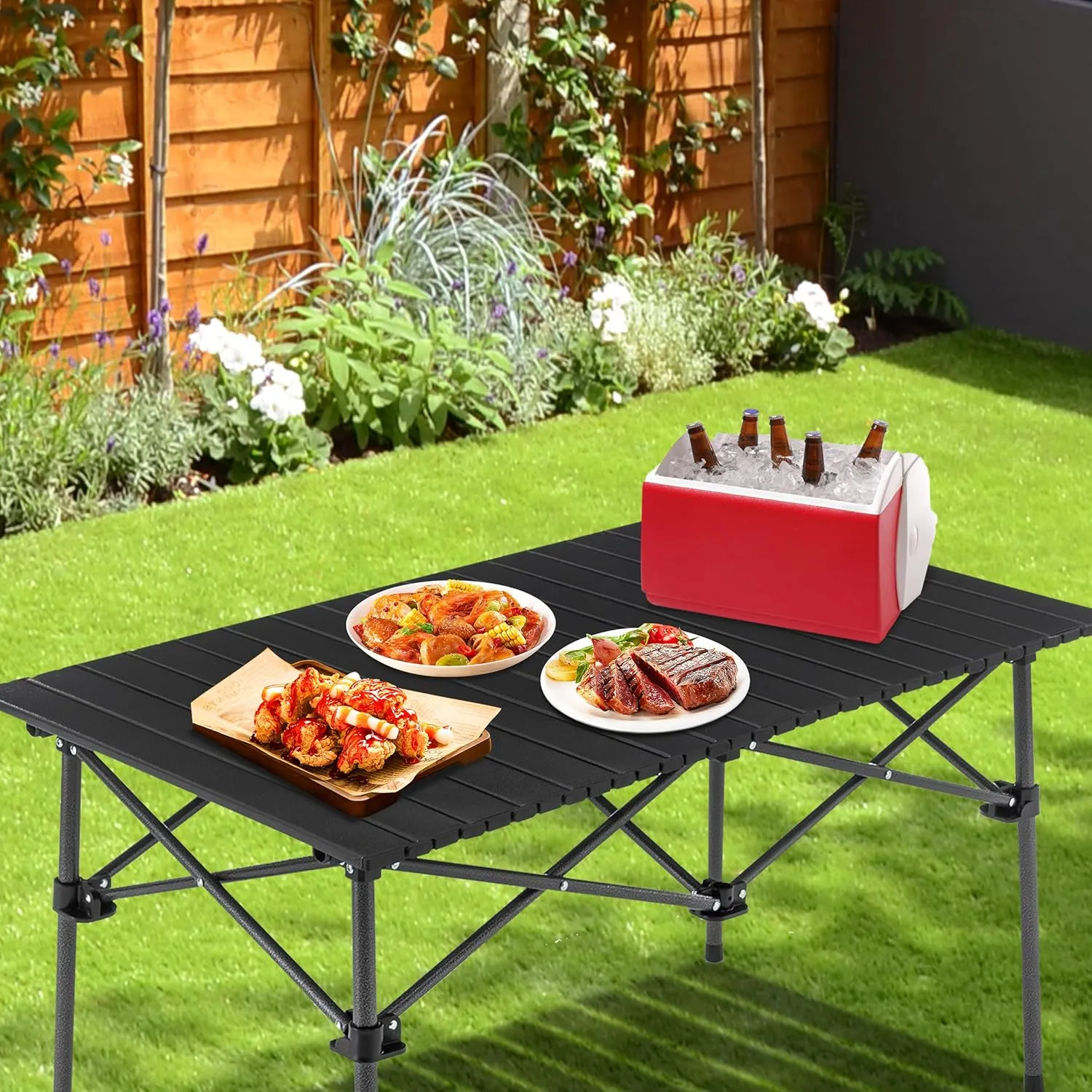 Aklaus Camping Table Outdoor Aluminum Folding Table Small Grill Lightweight Portable Table for Beach,RV,Camping Cooking