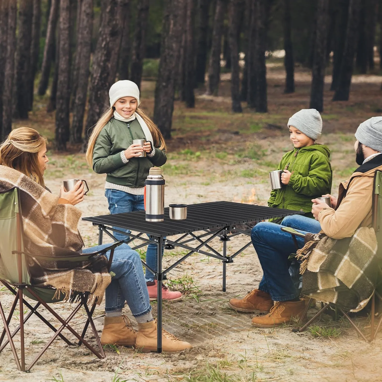 Aklaus Camping Table Outdoor Aluminum Folding Table Small Grill Lightweight Portable Table for Beach,RV,Camping Cooking