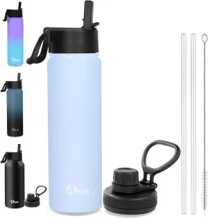 Akyta Sports Stainless Steel Water Bottle with Straw, Spout lid-24OZ -Wide Mouth Vacuum Insulated Thermos Water Bottles, Keep Water Cold/Hot, Metal Water Bottle for Biking Hiking (24 oz, Light Blue)