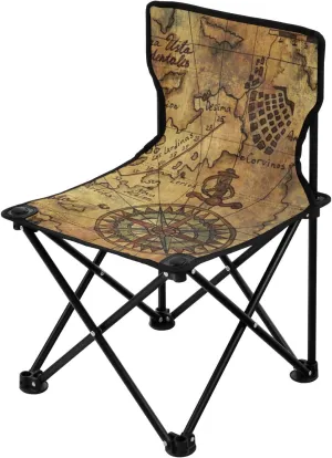 ALAZA Vintage Retro Old Map Compass Camping Chair Portable Folding Chair with Carry Bag for Outdoor Camping Picnic Fishing Beach Lawn Home Garden