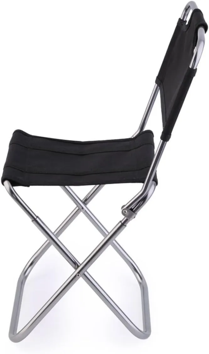 Alipis Portable Outdoor Folding Chair with Backrest Lightweight Oxford Camp Stool for Home Camping and Traveling Supports Up to Black