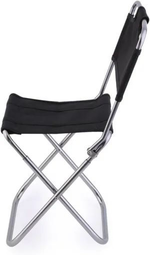 Alipis Portable Outdoor Folding Chair with Backrest Lightweight Oxford Camp Stool for Home Camping and Traveling Supports Up to Black