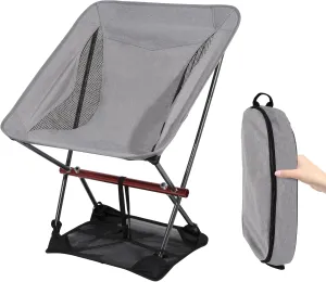All Aluminum Folding Camping Chair, Folding Backpacking Chair with Protective Ground Sheet Accessory, Portable Camping Chairs for Backpack, Hiking, Fishing, Traveling (Grey)