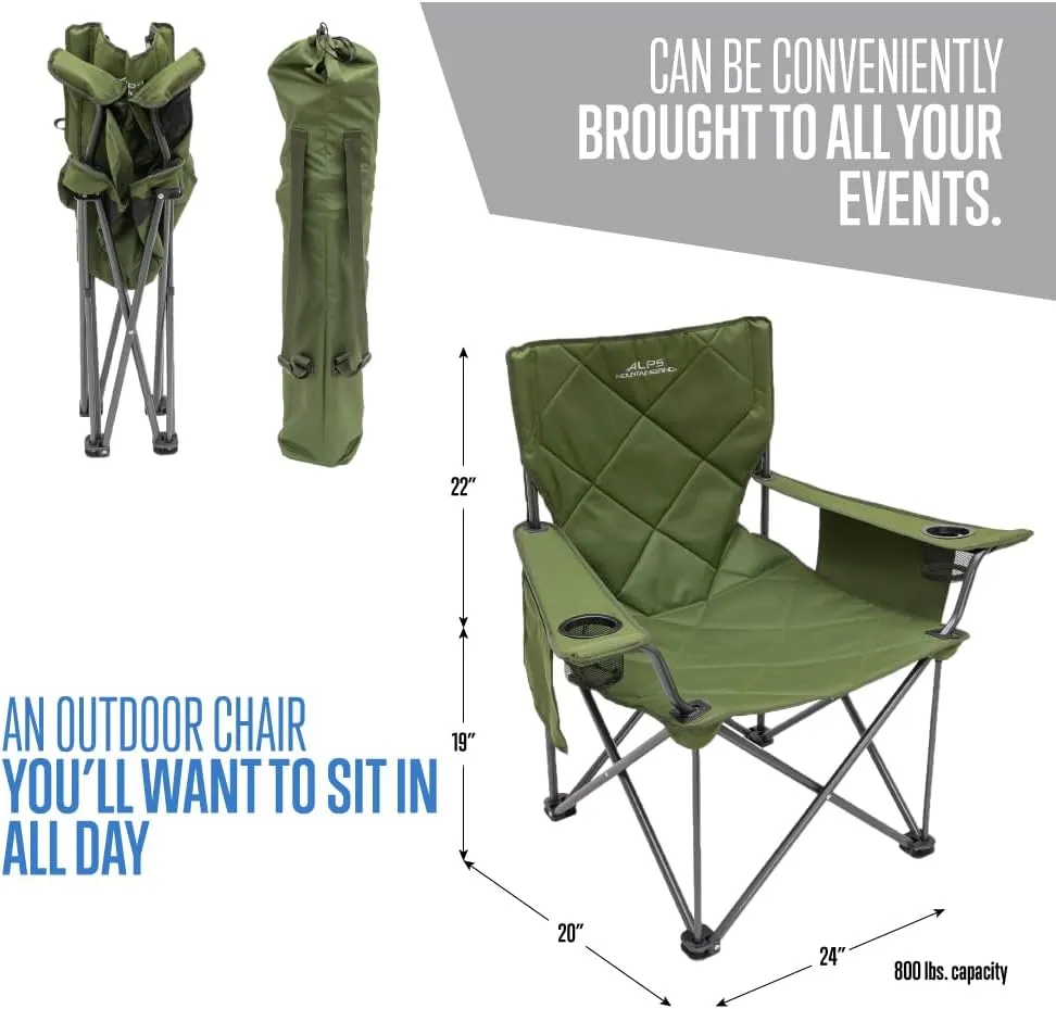 ALPS Mountaineering King Kong Camping Chairs for Adults with Mesh Cup Holders and Pockets, Built Durable and Reliable with Compact Foldable Steel Frame