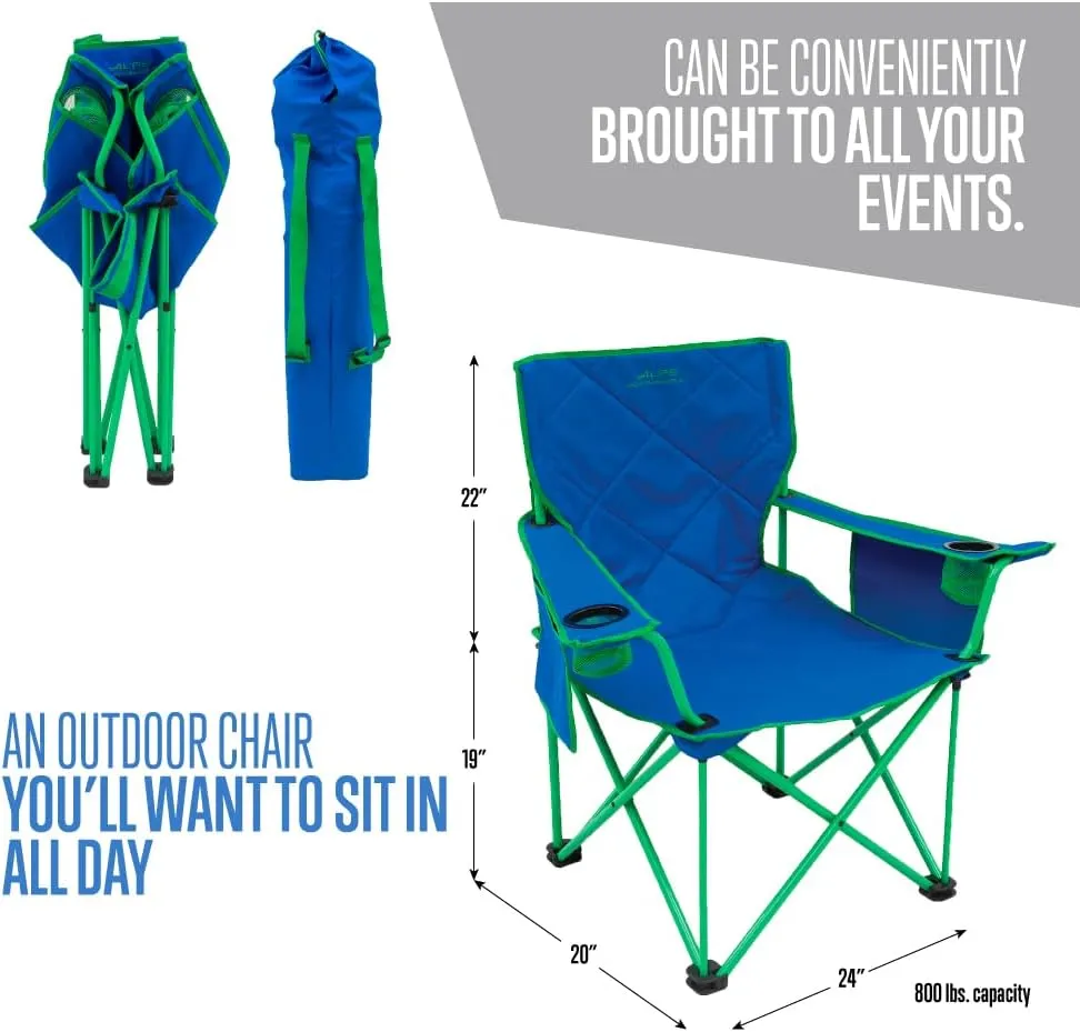 ALPS Mountaineering King Kong Camping Chairs for Adults with Mesh Cup Holders and Pockets, Built Durable and Reliable with Compact Foldable Steel Frame