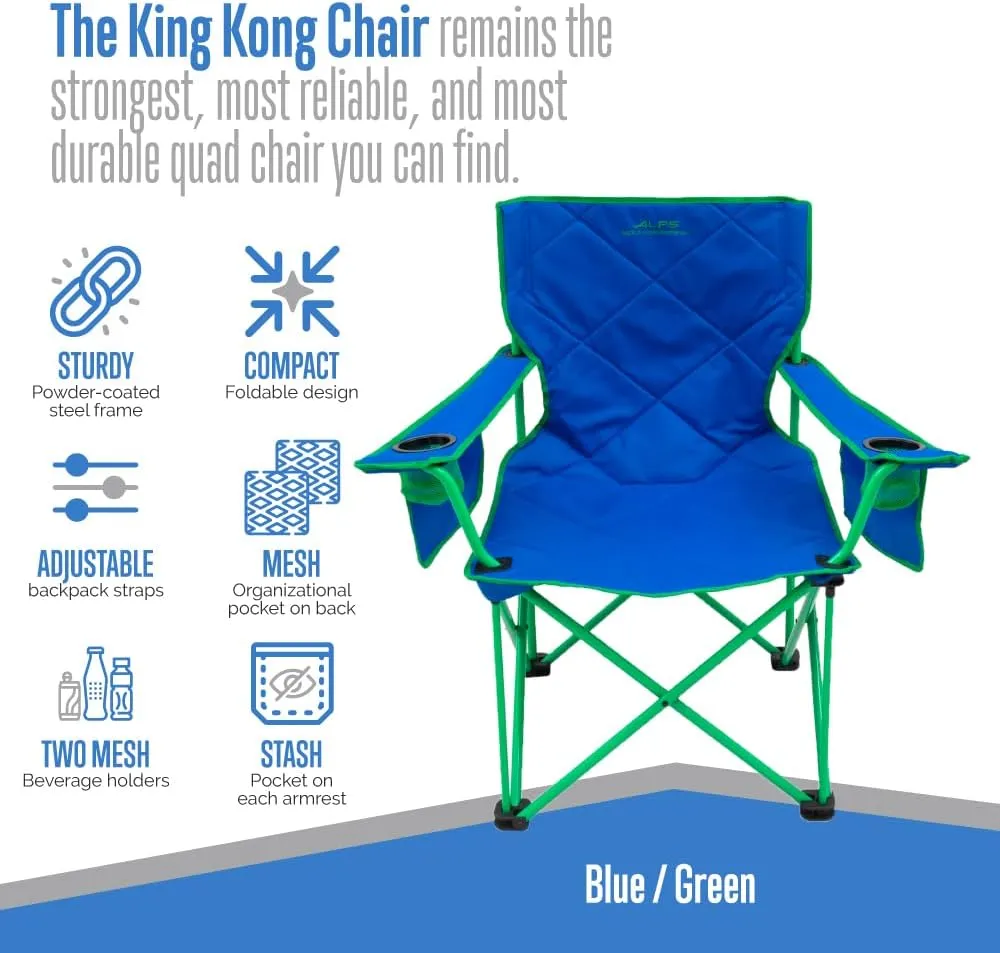 ALPS Mountaineering King Kong Camping Chairs for Adults with Mesh Cup Holders and Pockets, Built Durable and Reliable with Compact Foldable Steel Frame