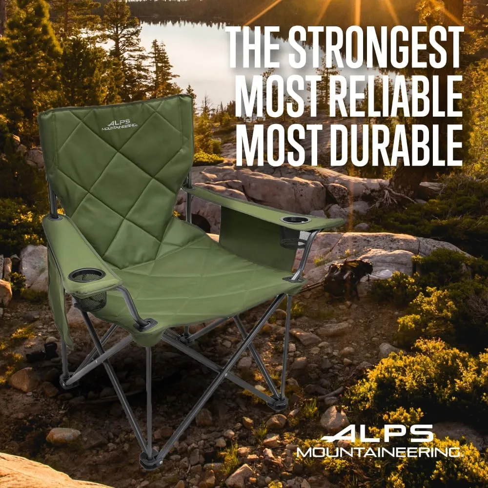 ALPS Mountaineering King Kong Camping Chairs for Adults with Mesh Cup Holders and Pockets, Built Durable and Reliable with Compact Foldable Steel Frame