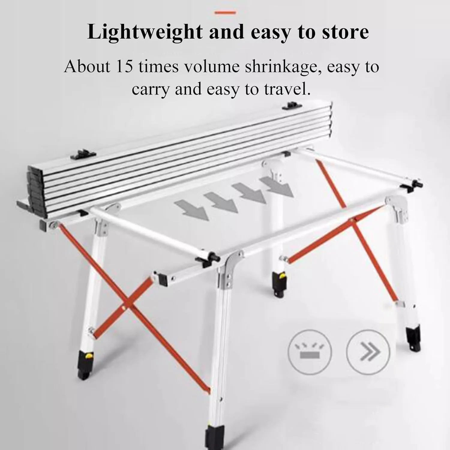Aluminum Alloy Camping Table Folding Picnic Tables Ultralight Compact Camping Table Roll Up Table Top for Camping Hiking