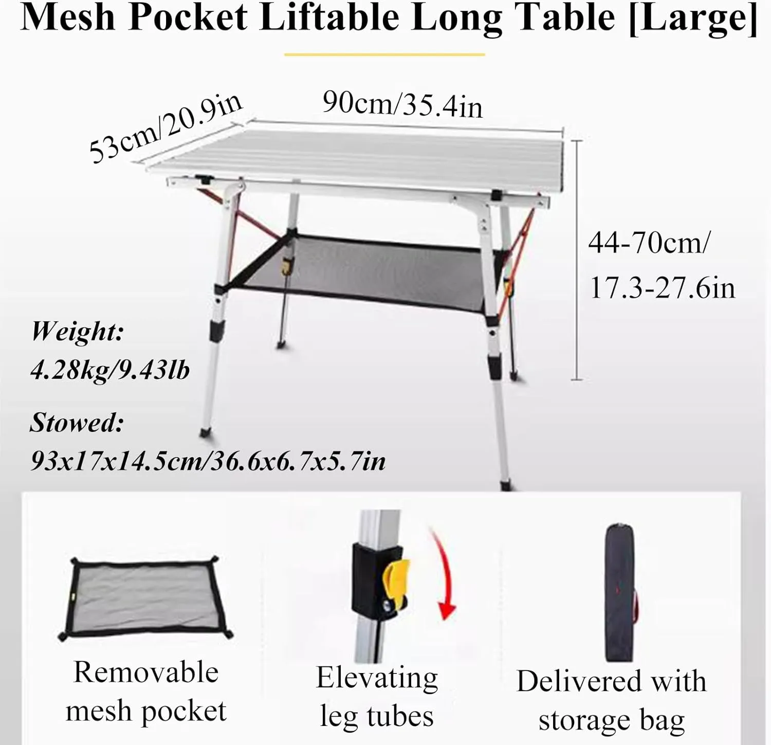 Aluminum Alloy Camping Table Folding Picnic Tables Ultralight Compact Camping Table Roll Up Table Top for Camping Hiking