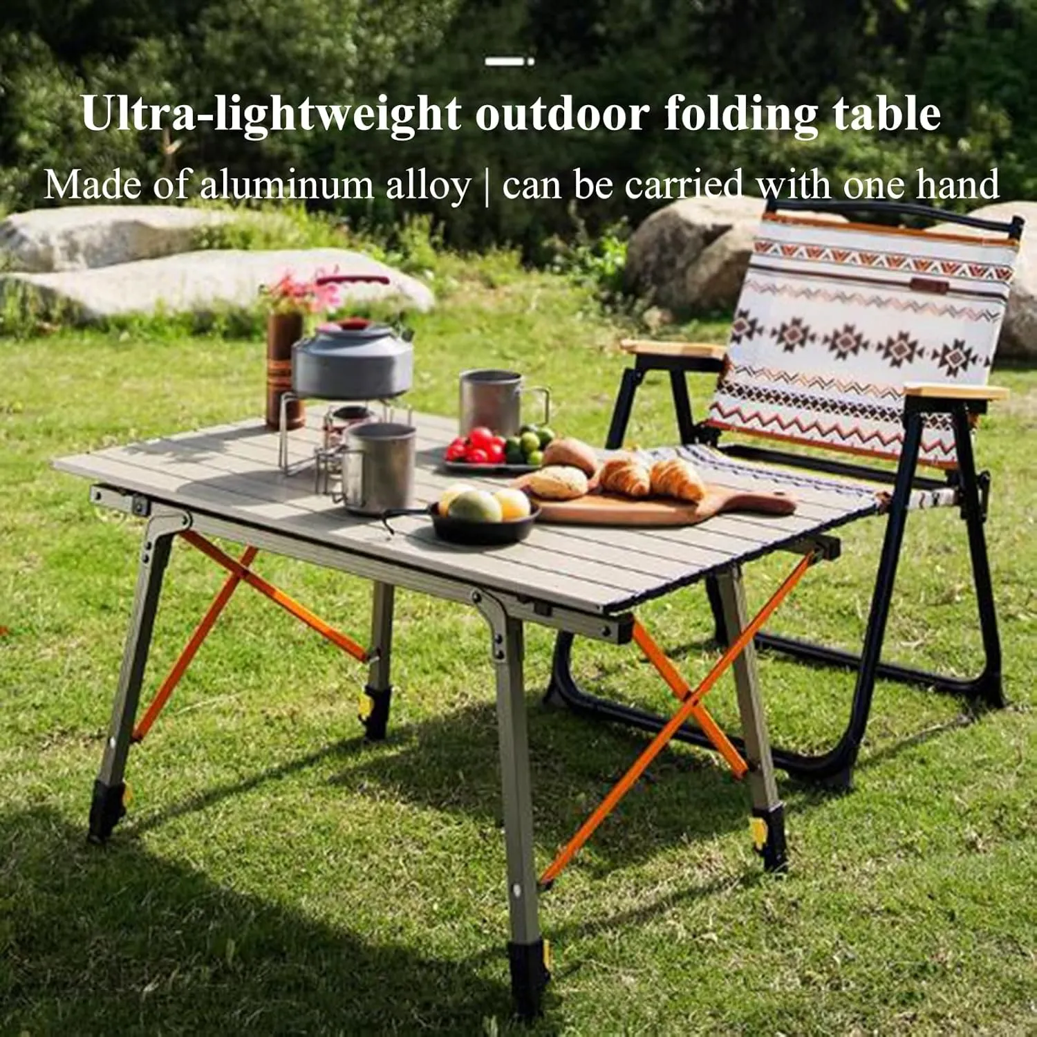 Aluminum Alloy Camping Table Folding Picnic Tables Ultralight Compact Camping Table Roll Up Table Top for Camping Hiking