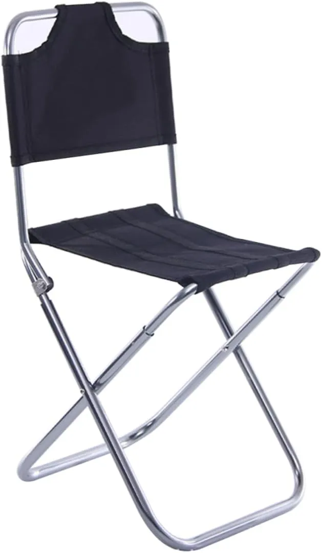 Aluminum Alloy Folding Chair Collapsible Fishing Stool for Outdoor Activities Lightweight Portable Design for Camping Hiking Travel and Fishing Black Silver