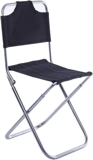 Aluminum Alloy Folding Chair Collapsible Fishing Stool for Outdoor Activities Lightweight Portable Design for Camping Hiking Travel and Fishing Black Silver