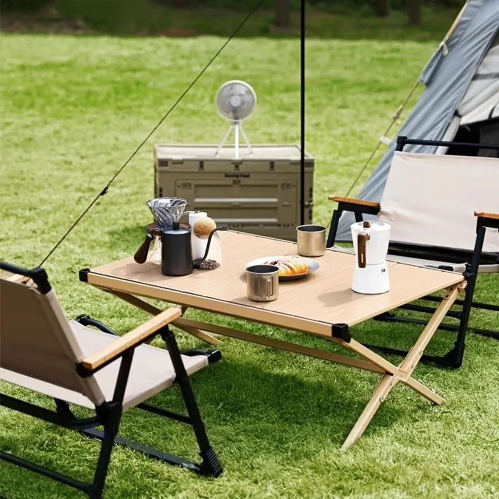 Aluminum Double-Sided Ultra-Lightweight Outdoor Folding Table Sturdy and Durable Camping Table Portable Picnic Table Easy to Install Beach Table Patio Table