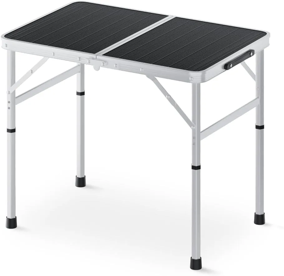 Aluminum Foldable Camping Table 24" Adjustable Height Dining Table Picnic Desk