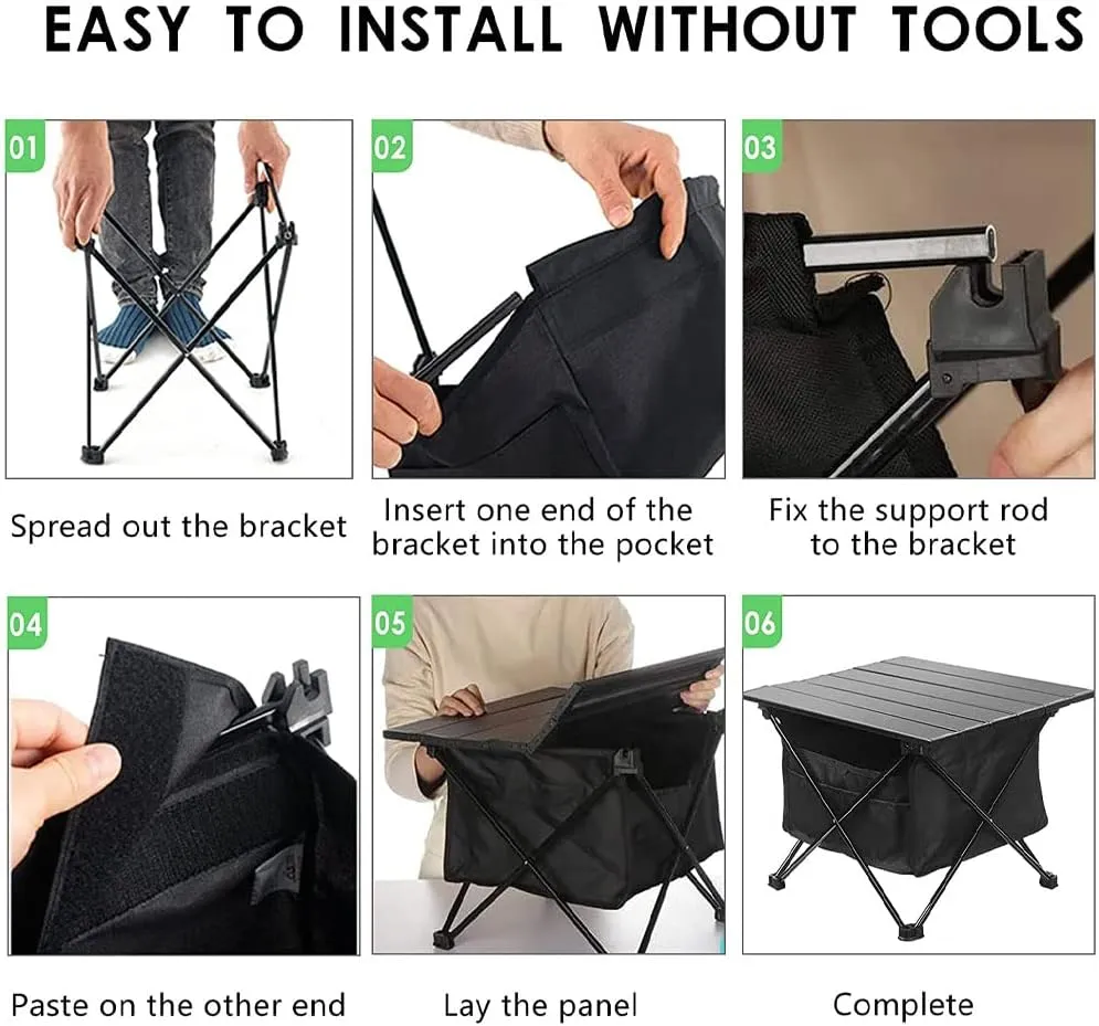 Aluminum Folding Camping Table,Portable Beach Table,Lightweight Aluminum Collapsible Table,Top Camping Side Tables with Storage Bag for Outdoor Picnic