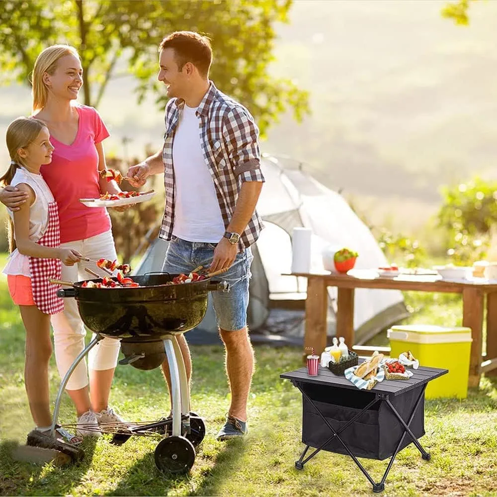 Aluminum Folding Camping Table,Portable Beach Table,Lightweight Aluminum Collapsible Table,Top Camping Side Tables with Storage Bag for Outdoor Picnic