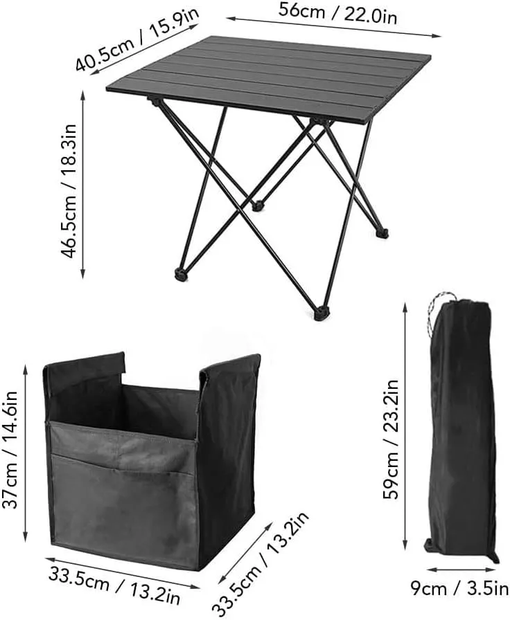 Aluminum Folding Camping Table,Portable Beach Table,Lightweight Aluminum Collapsible Table,Top Camping Side Tables with Storage Bag for Outdoor Picnic