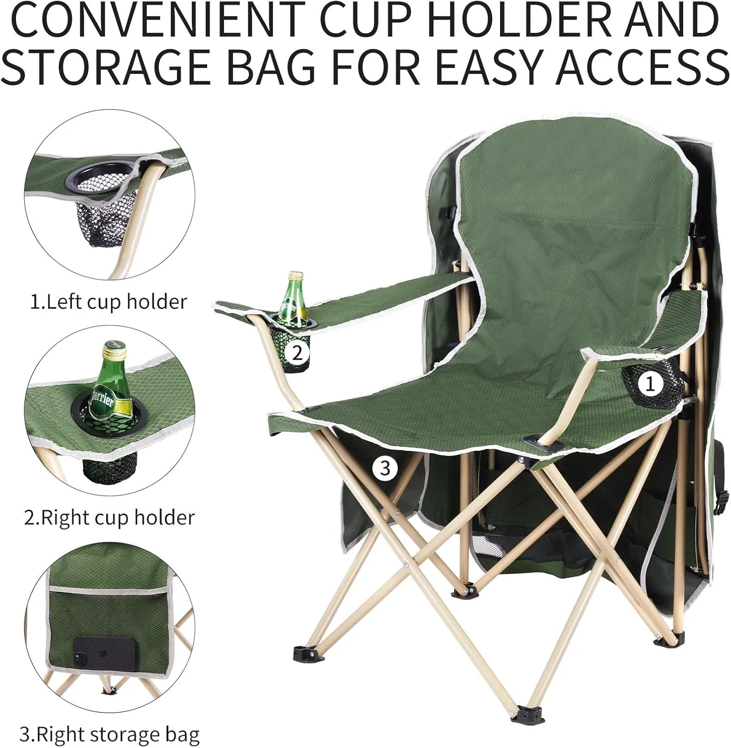 Amazing for less Folding Chair – Portable Outdoor Camping & Beach Chair (Black (Shade), (1-Pack))